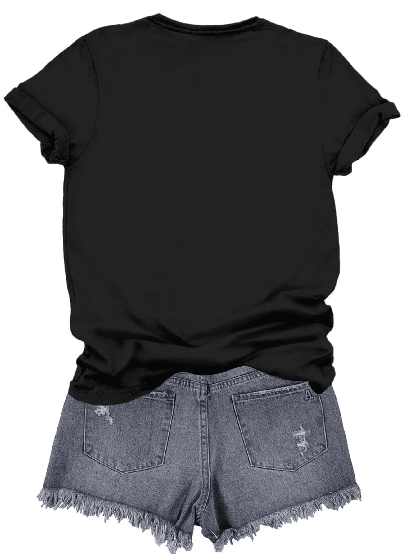 Plus - Size White Round Neck T - Shirt with Heart - Flower - themed Print: Sweet - patterned and Fashion - casual