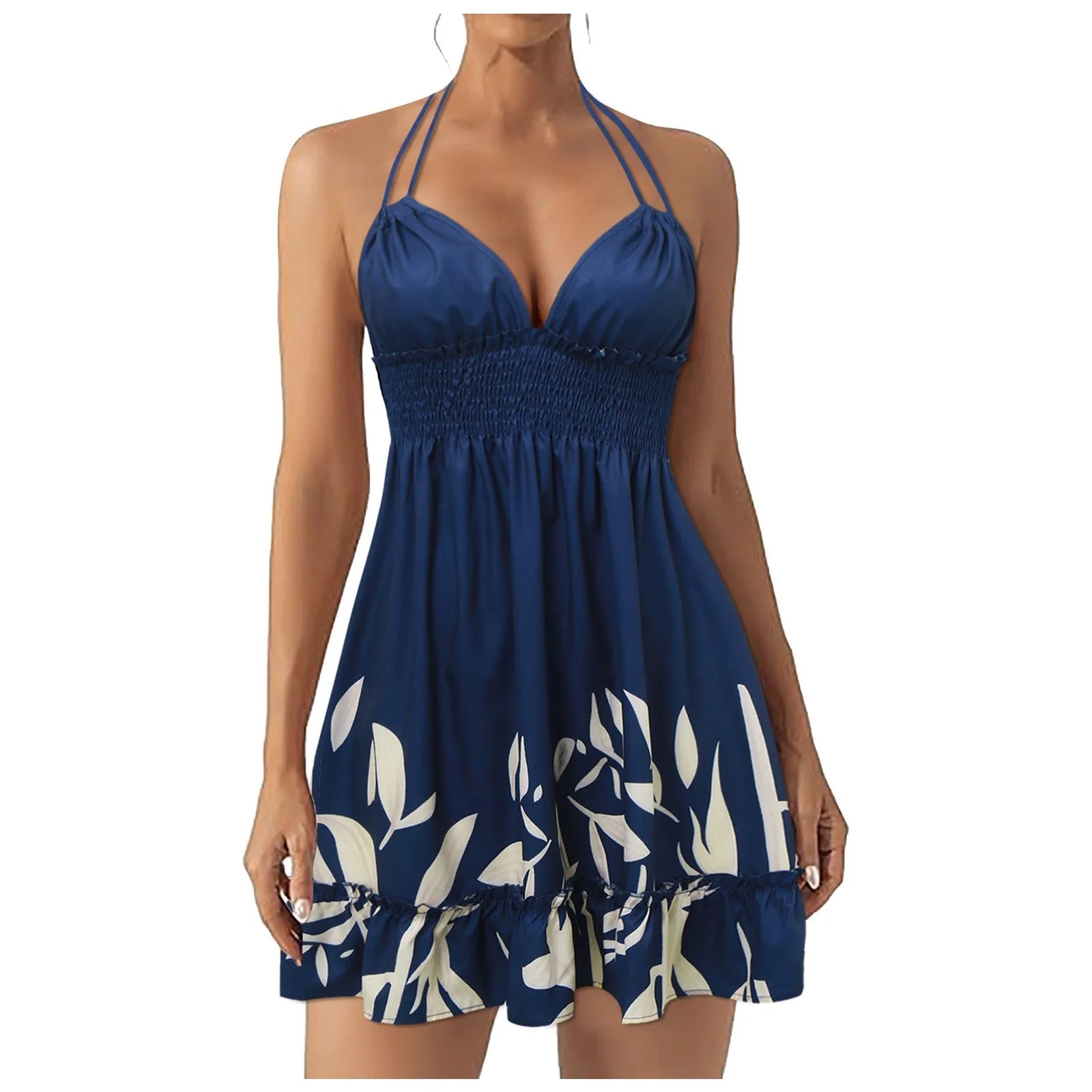 Fashion Summer Dresses 2024 Summer Dresses For Women Trendy Boho Floral Print Cover Up V Neck Sleeveless Woman Clothing