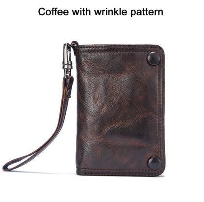 Vintage Genuine leather wallet Men leather long wallet men purse clutch bag male money clips zip around money bag card holder Style 2 Coffee Wrink