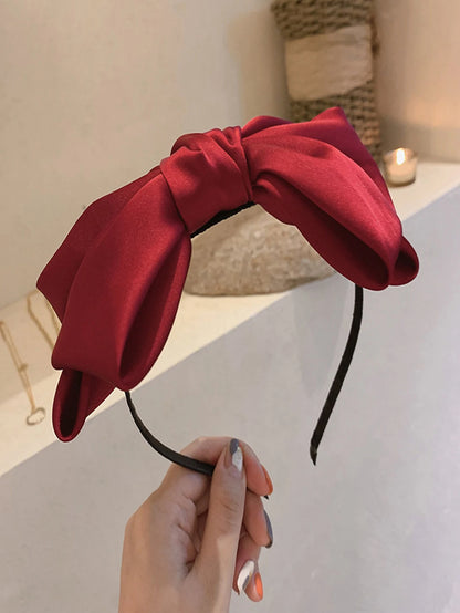 1Pcs Fashion Oversize Solid Bow Hairbands Hair Hoops For Women Girls Party Hair Accessories 1Pcs red