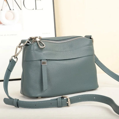 Head Layer Cowhide Leather Women's Shoulder Crossbody Bag Large Capacity Multi Compartment Handbag Casual Practical Armpit Bag