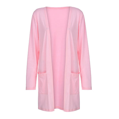 New Style Solid Color Simple Casual Long Sleeve Cardigan Pocket Jacket From Europe America Men Women Fashion Outerwear