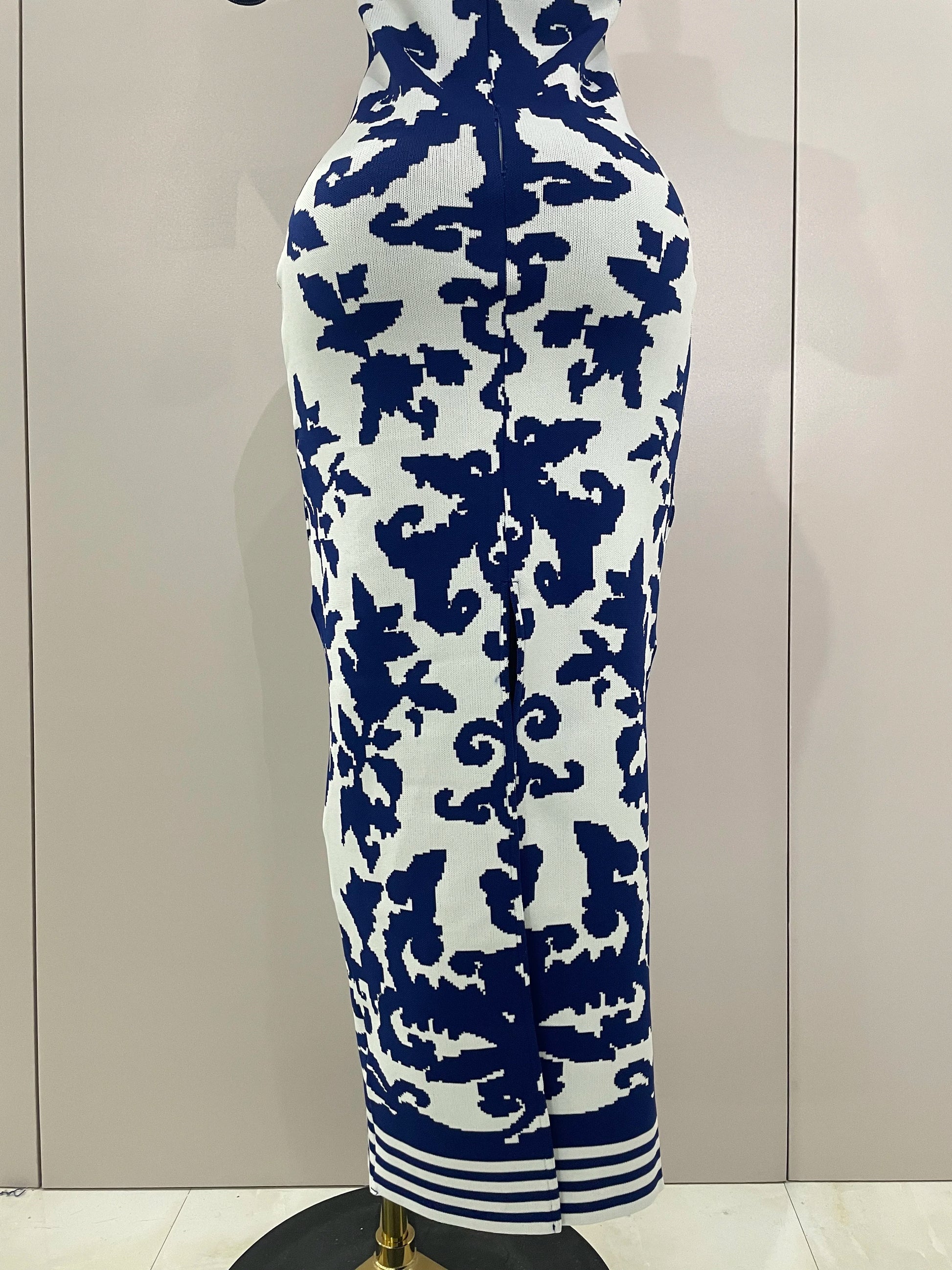 2025 New Sexy Short Sleeve Jacquard Blue Bandage Bodycon Long Dress Women Celebrity Elegant Evening Club Party Luxury Dresses