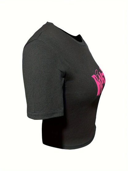 Women's cut T-shirt Y2k pink Bratz letter printed T-shirt O-neck tight short sleeved clothing fashionable women's top