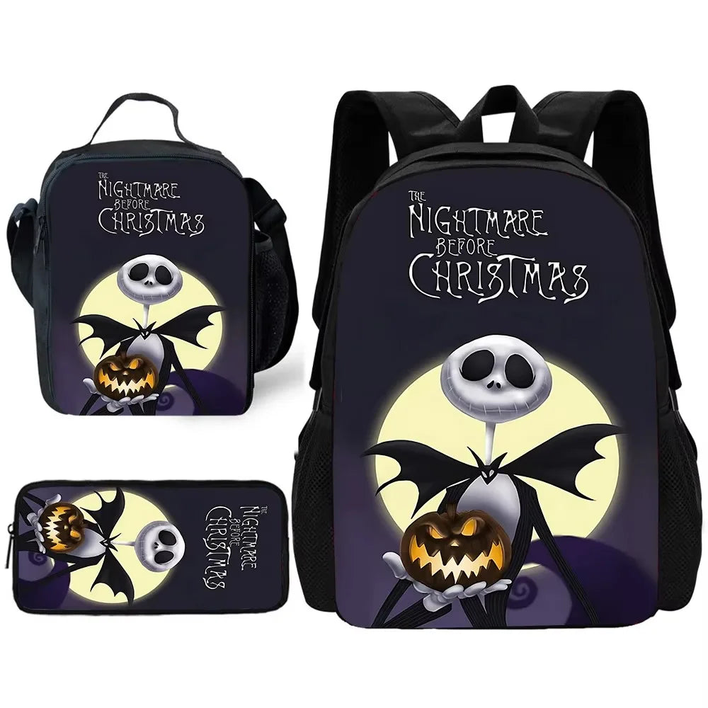 The Nightmare Before Christmas Child School Backpack with Lunch Bags ,Pencil Bags ,School Bags for Boys Girls Best Gift XHOO1-TZ-079-A5