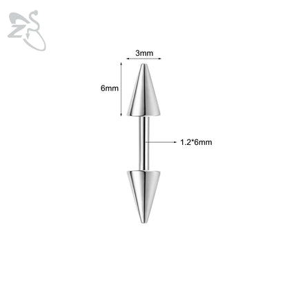 ZS 1 PC 16G Stainelss Steel Eyebrow Ring For Men Women Long Spike Curved Nose Bridge Piercing 3 Colors Cone Lip Labret Piercings Style 1 6X3X6MM
