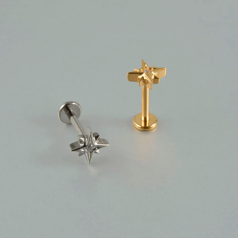 ASTM F136 Solid Titanium Internally Threaded Cross Cz Cartilage Earrings Stud Helix Tragus Lobe Piercing Labret Lip Ring Jewelry