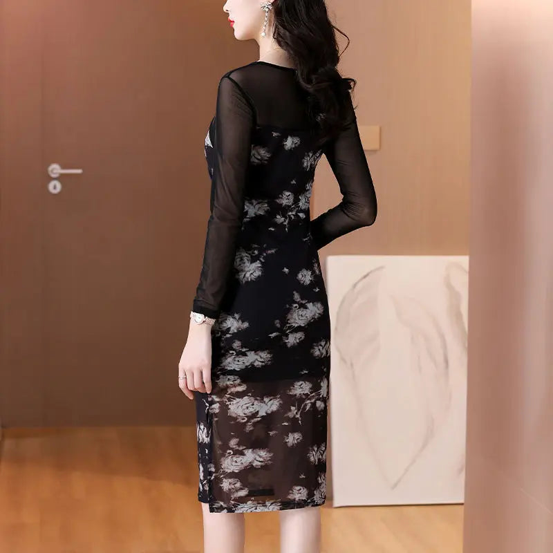 Women's 2025 New Slim Hip Square Neckline Temperament Dress