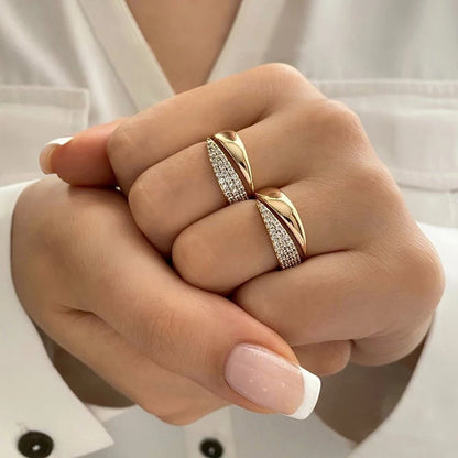 2025 New Stainless Steel 18 K Golden Plated Sun Rings for Women Natural Stone Inlaid in Hollow Metal Texture Ring Trendy Jewelry Badiee Stylez