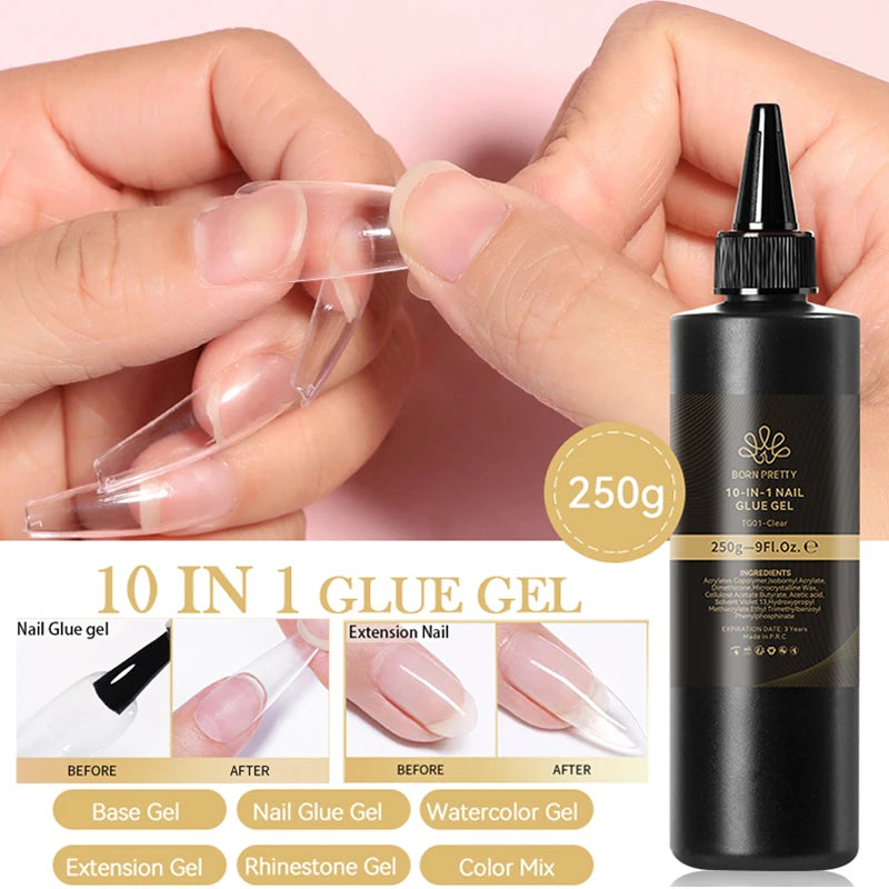 BORN PRETTY 250g Translucent Jelly Red Nude Gel Nail Polish Winter Autumn Manicure Soak Off UV LED Nail Art Gel Christmas Red 10 in 1 glue