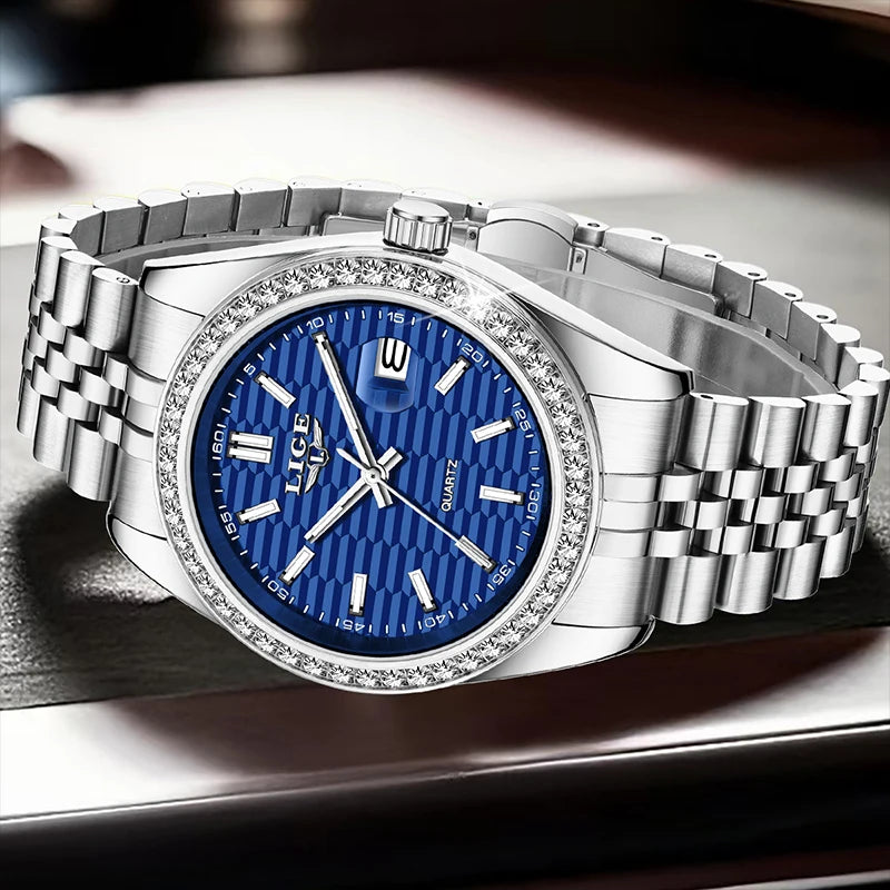 Relogio LIGE Women's Watch Luxury Fashion Quartz Ladies clock Stainless Steel Waterproof Calendar Watch for Women montre femme
