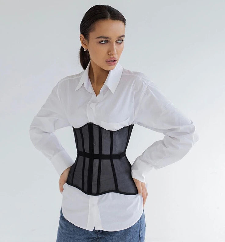 Women Corset Bustier Crop Top Lace-up Bandage Black Gothic Leather Underbust Suspender Cami Vest Waist BodyshaperTank Cummerbund as shown picture 13