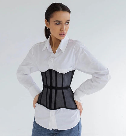 Women Corset Bustier Crop Top Lace-up Bandage Black Gothic Leather Underbust Suspender Cami Vest Waist BodyshaperTank Cummerbund as shown picture 13