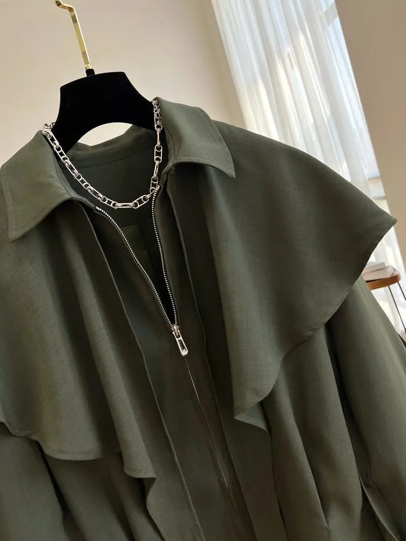 Korean Fashion Cloak Casual Capes Jacket Women's 2024 Autumn Winter Jacket Top Fall Outfits Y2k Streetwear New in Outerwear Goth