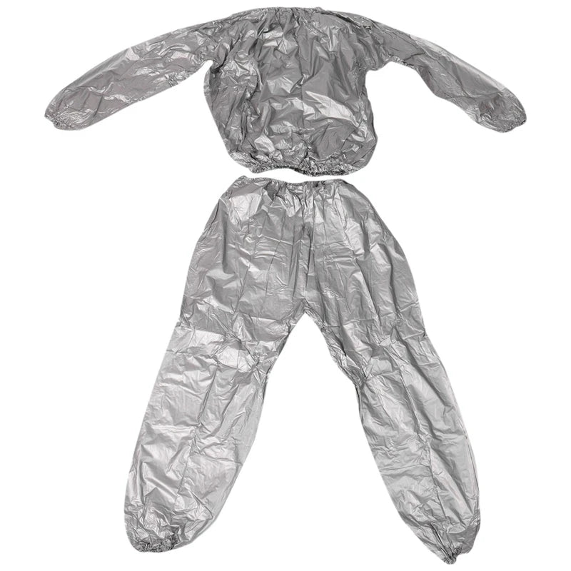 Heavy Duty Fitness Weight Loss Sweat Sauna Suit Exercise Gym Anti-Rip Silver XXL