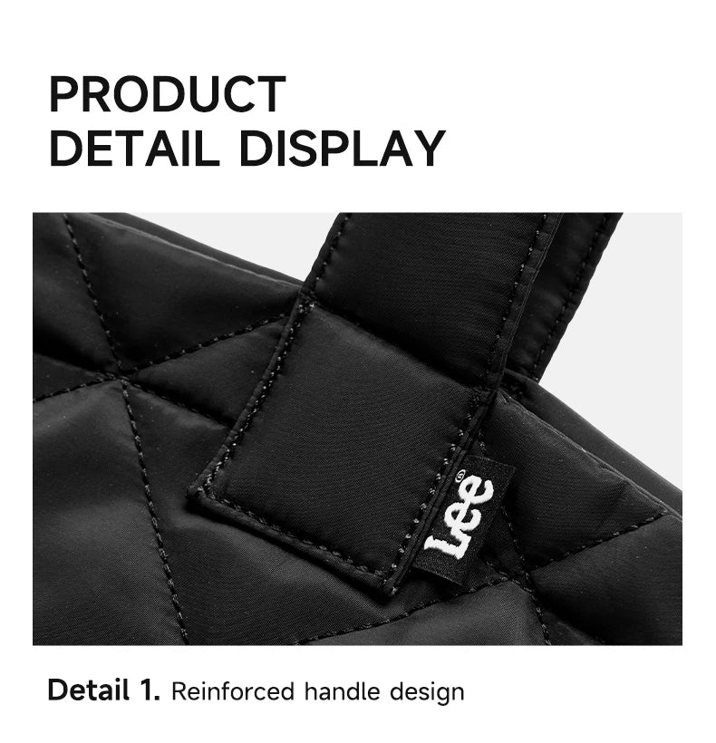 LEE Ladies Cute Design Puffer Bag Casual Soft Small Pink White Quilted Handbag Women Korean Style Down-filled Phone Bucket Bag