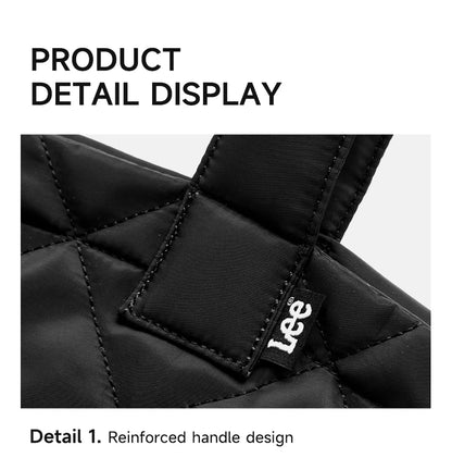 LEE Ladies Cute Design Puffer Bag Casual Soft Small Pink White Quilted Handbag Women Korean Style Down-filled Phone Bucket Bag