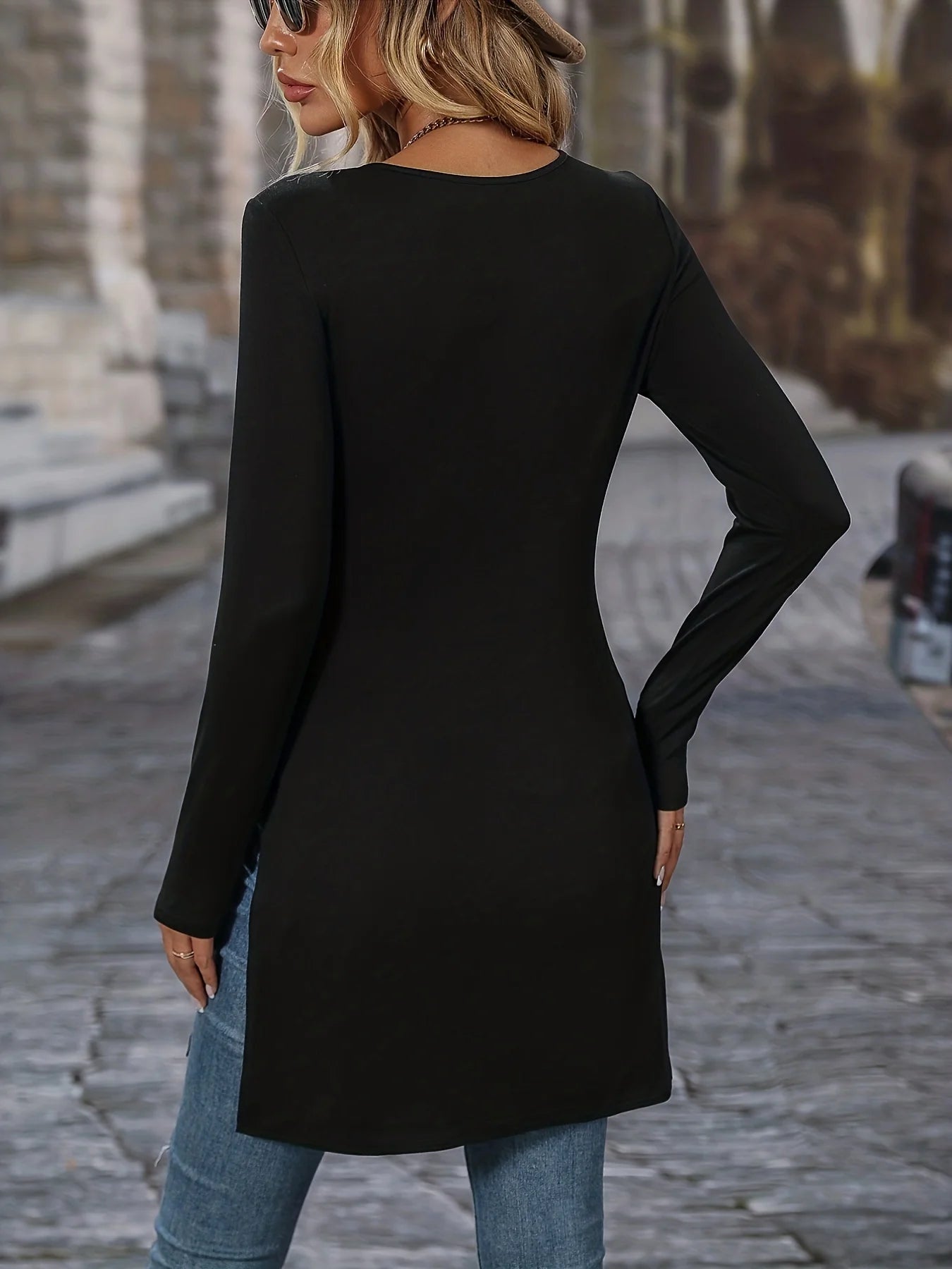 2023 Cross border Foreign Trade Europe and America Spring and Autumn New Children's Long Sleeve Slim Fit Slim Split Long T-shirt