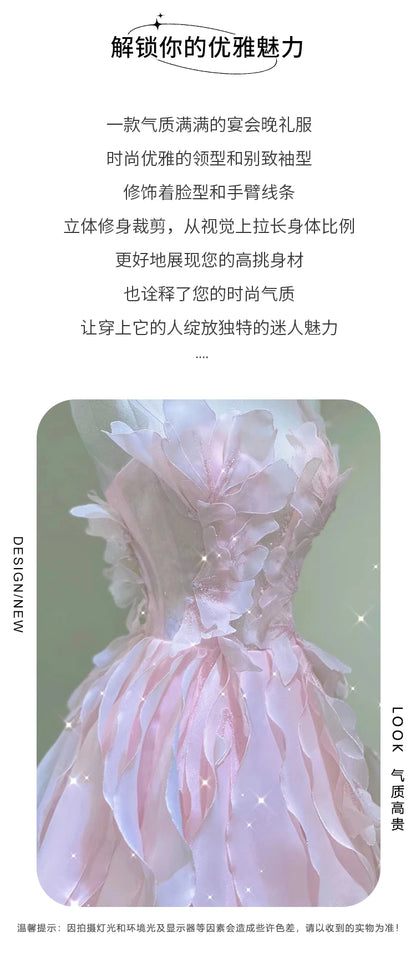 Pink Evening Dress Women's Light Luxury Banquet Toast Birthday Adult Badiee Stylez