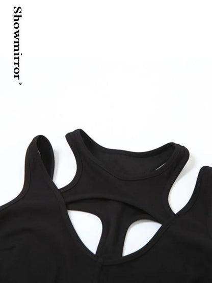 Gothic tops Y2k clothes sexy spicy hollow out bodysuit nigh clubwearr ashion women's patchwork slim fitting jumpsuit top tees