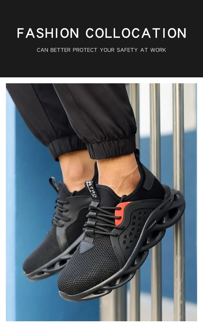 48 Size Steel Toe Cap Light Breathable Sneaker For Men Unisex Work Safety Shoes  Anti-smash And Anti-puncture Safety Sneakers - Badiee Stylez