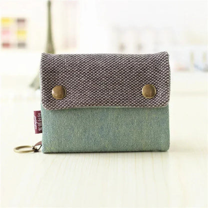 1pcs New Canvas Cartoon Totoro Cat Printed Flower Dog Women Short Wallet Cute Mini Money Key Bag Coin Pocket Purse for Children green