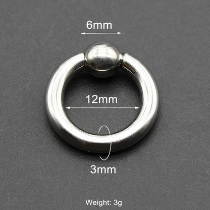 1Pc Large Gauges Stainless Steel CAPTIVE SPRING BEAD RING for Septum Piercing BCR Nose Ring Hoop Expander Earlobe Earrings 00G 3x12-6mm 1 Piece