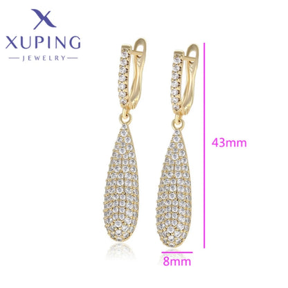 Xuping Jewelry High Quality Fashion Geometry Shaped Light Gold Color Sag Earrings for Women Valentine's Day Gifts X000837267