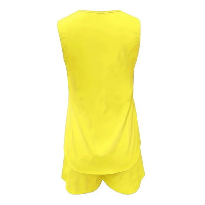 Women's Casual Fashion Set with Suspender Sleeveless Solid Color Top and Pants Set Summer Comfortable Clothing