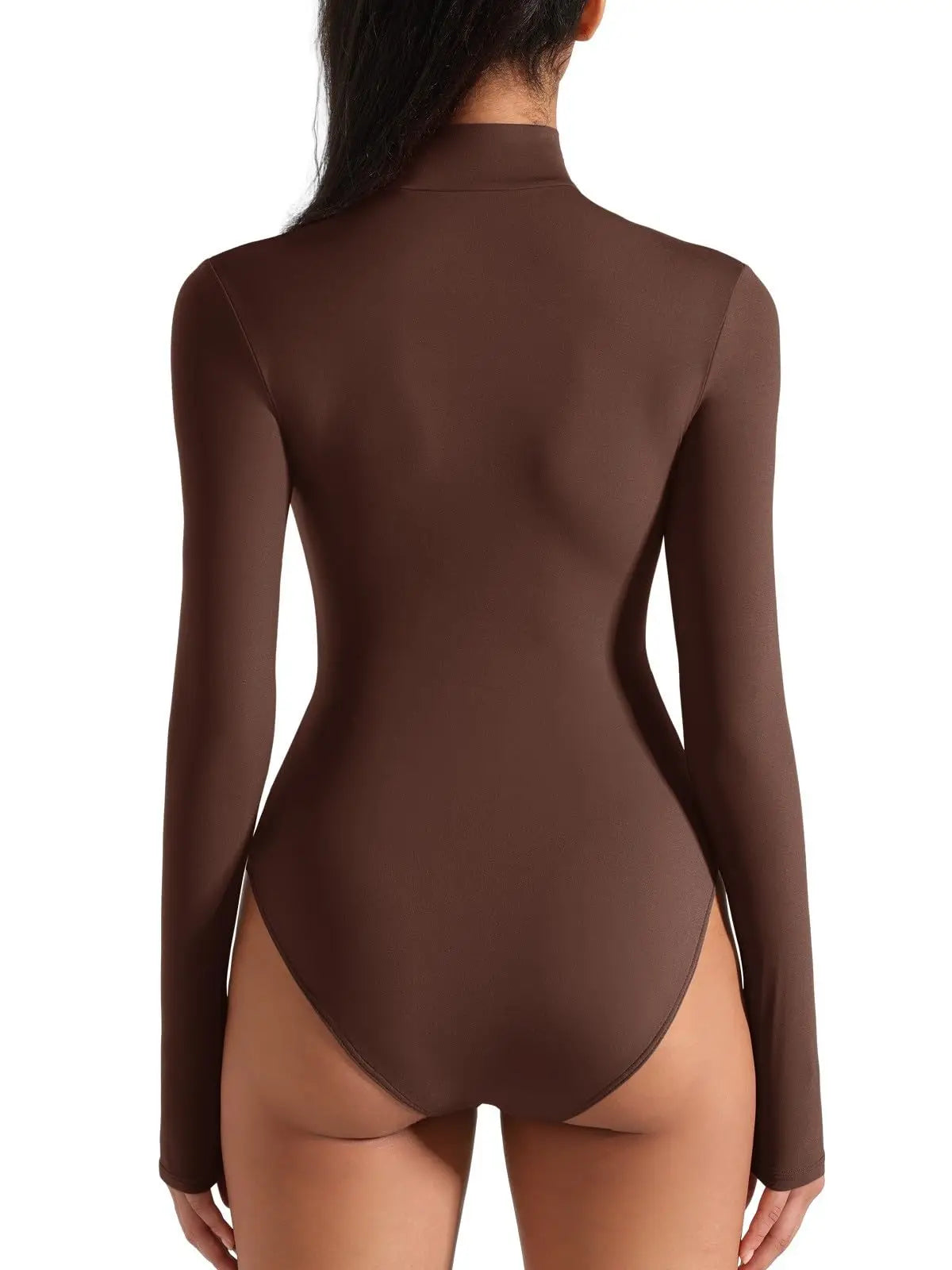 Women's Turtle Neck Long Sleeve Bodysuits Basic Slim Fit Double Lined Lightweight Layering Fall Winter Tops