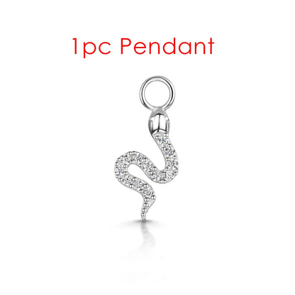 1PC Little Star Moon Snake Crystal Charms Pendant Helix Daith Earrings for Women Hanging Matching Piercing Lobe Tragus Jewelry CC034-1