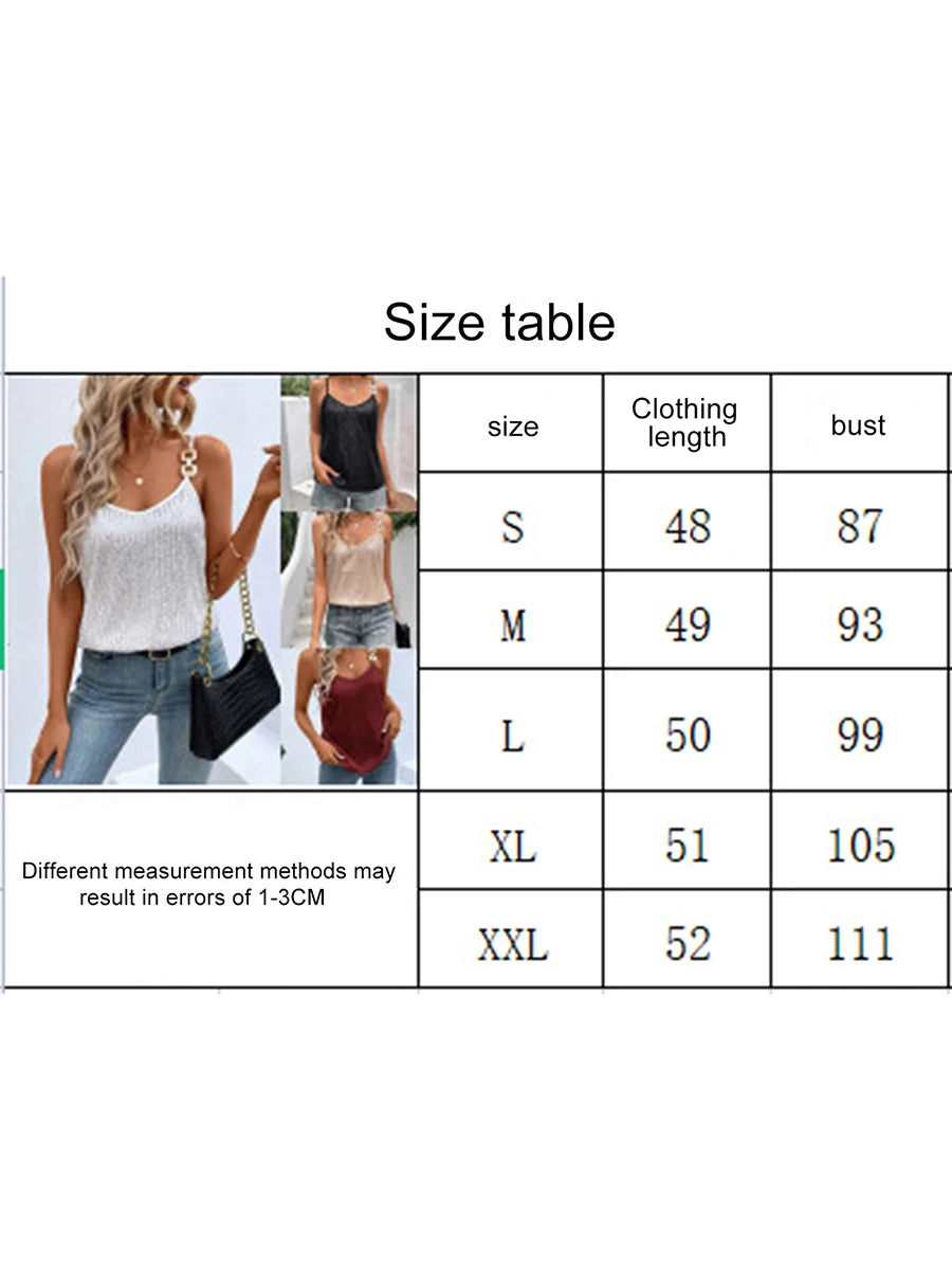 2024 Women´s Summer Sequin Cami Tops Spaghetti Strap V-Neck Sparkle Shimmer Loose Sleeveless Tanks Tops