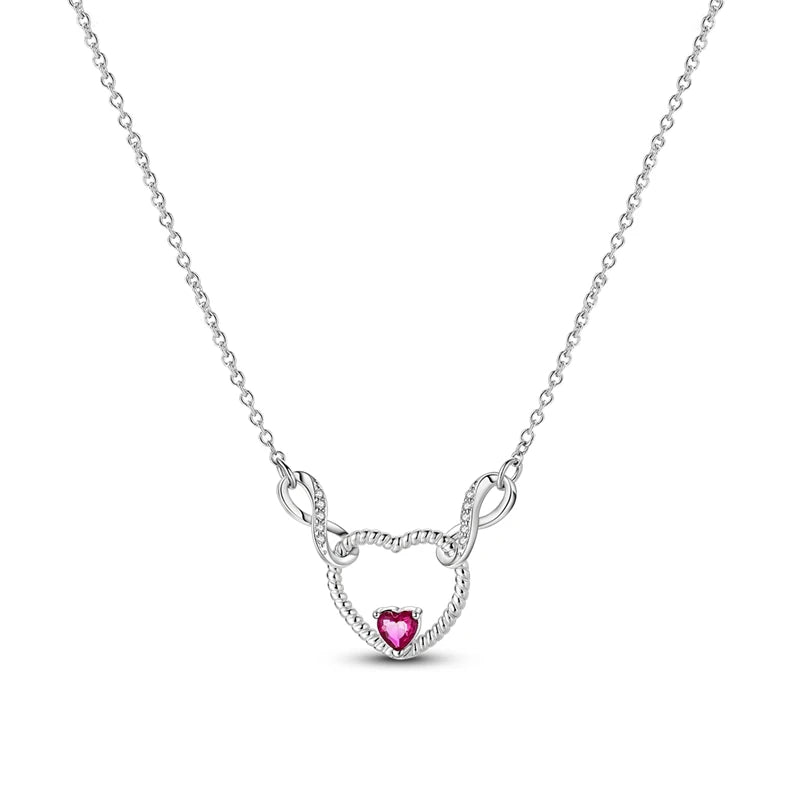Original 925 Sterling Silver Necklace For Women Class Style Heart Shape Romantic Style High Quality Women Necklace Jewelry Gift KTN034