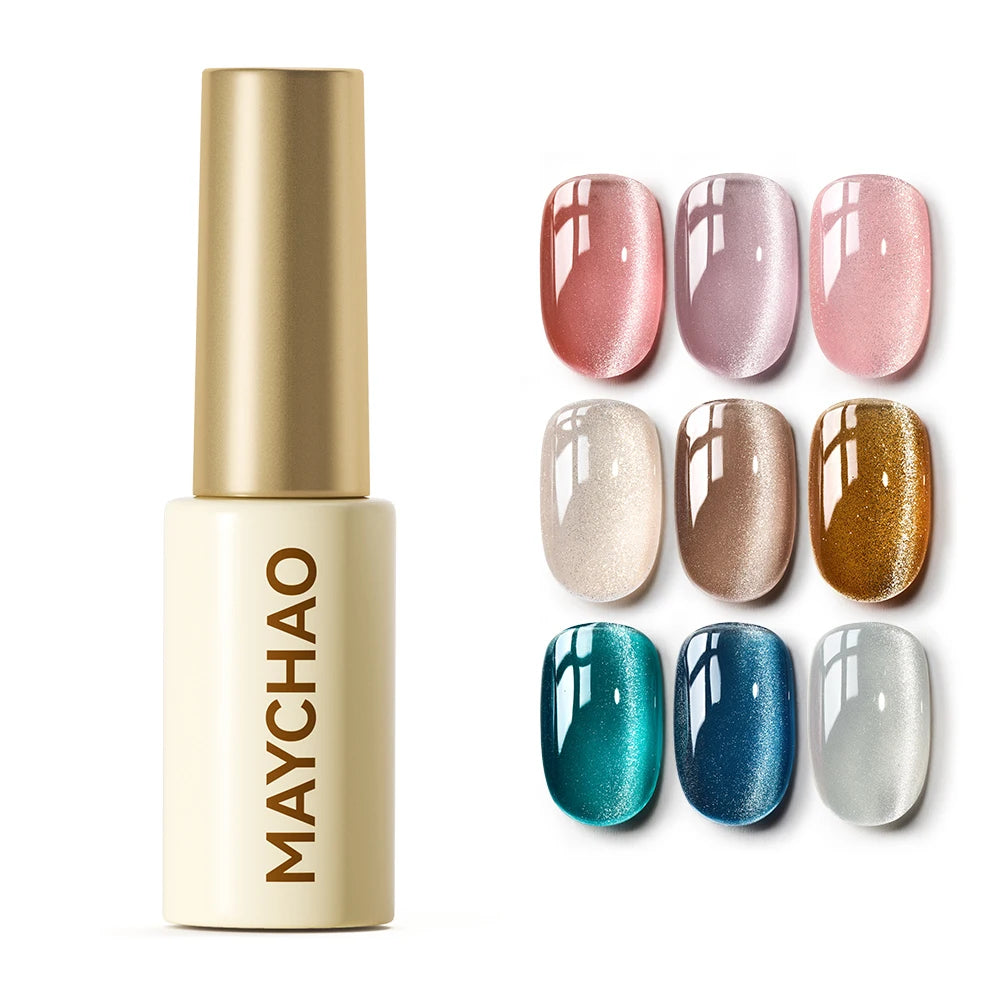MAYCHAO 5ML Gel Nail Polish 9D Laser Diamond Glitter Cat Eye Gel Semi-Permanent Soak Off UV LED Gel Nail Manicure Tools Nail Art