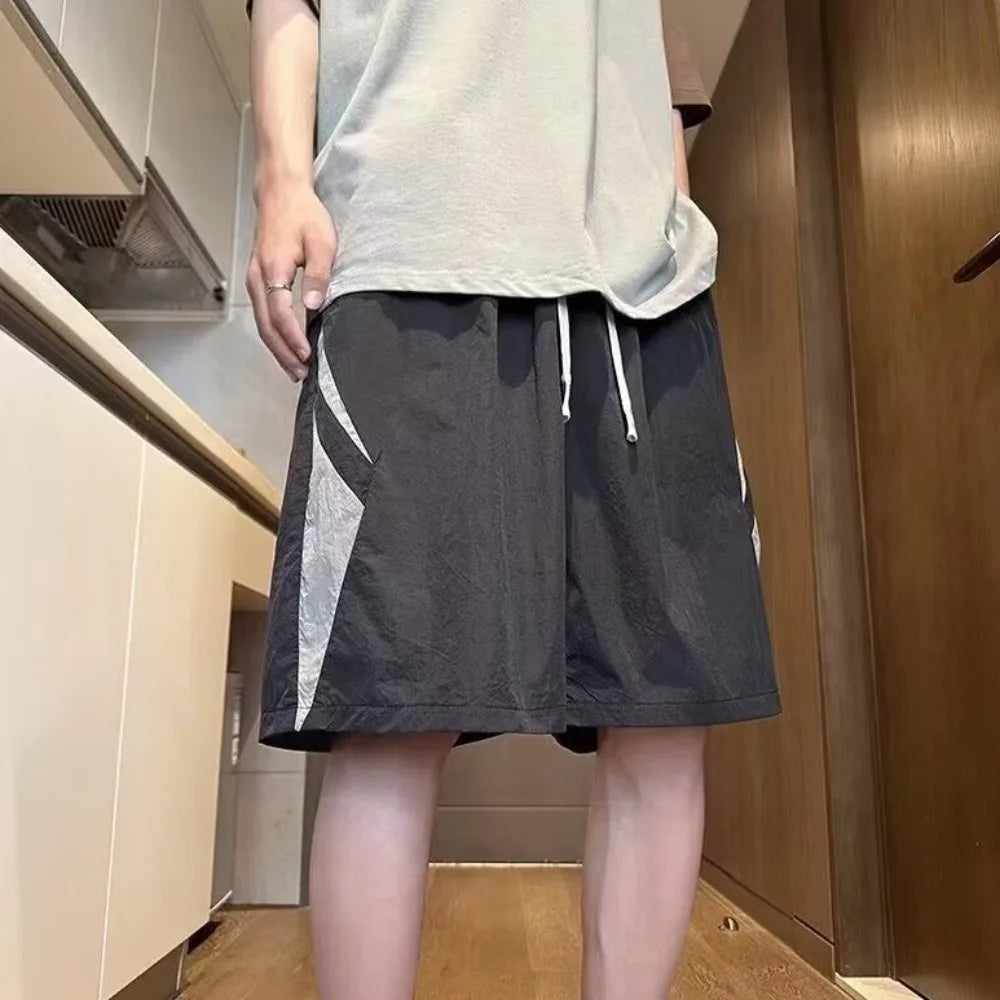 Large Size Loose Casual Thin Shorts High Waist Drawstring Wide Leg Shorts Summer Beach Knee Length Pants Men Badiee Stylez