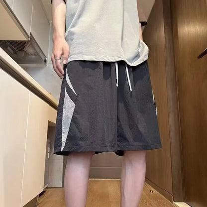 Large Size Loose Casual Thin Shorts High Waist Drawstring Wide Leg Shorts Summer Beach Knee Length Pants Men Badiee Stylez
