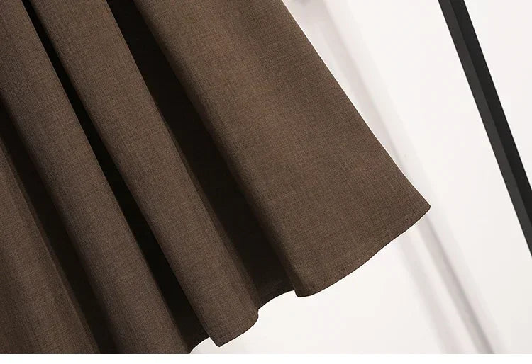 2025 Solid Color Versatile Medium Length Skirt Pleated Plus Size A-Line Maxi Gown Cover Hip Spring Summer New Half-length Skirt