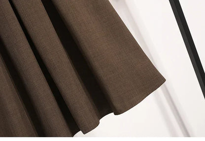 2025 Solid Color Versatile Medium Length Skirt Pleated Plus Size A-Line Maxi Gown Cover Hip Spring Summer New Half-length Skirt