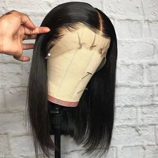 200% Density 13x4 Short Bob Straight Brazilian Remy Hair HD Transparent Lace Full Lace Frontal Wigs 100% Human Hair For Women 13x4 HD 3 working days