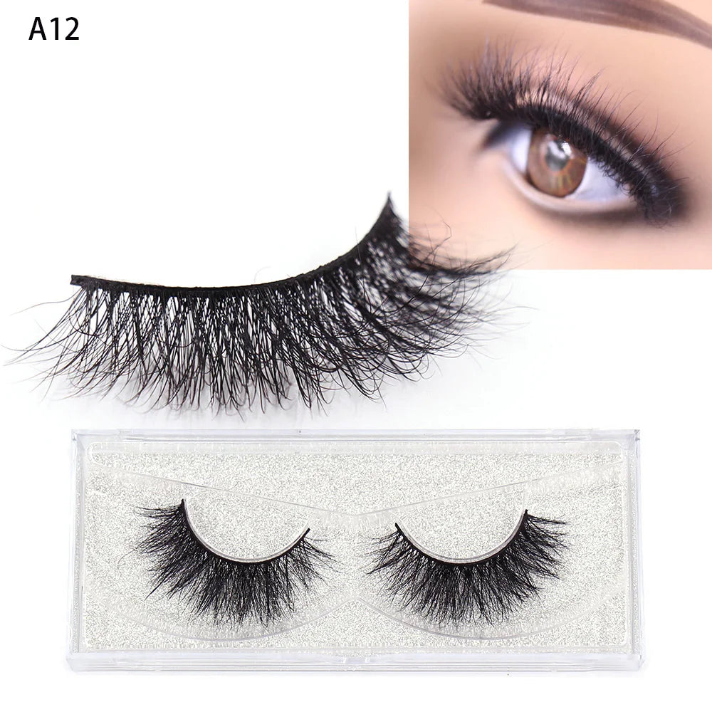 LEHUAMAO False Eyelashes Mink Lashes Natural Thick False Eyelashes Extension Wispy Soft Lashes Makeup Tools D22 1Pair-A12
