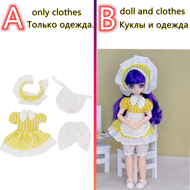 30cm Two-dimensional Doll Comic Face 1/6 Bjd Doll or Dress Up Clothes Children's Girl Birthday Gift Toys Kids Toys 2
