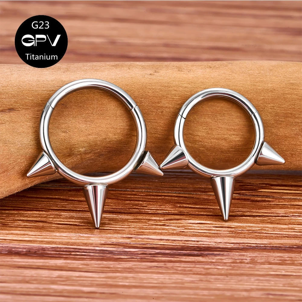 G23 Titanium Nasal Septum Ring Welding Pointed Vertebrae Punk Nasal Ring Puncture Jewelry Men And Women's Earrings