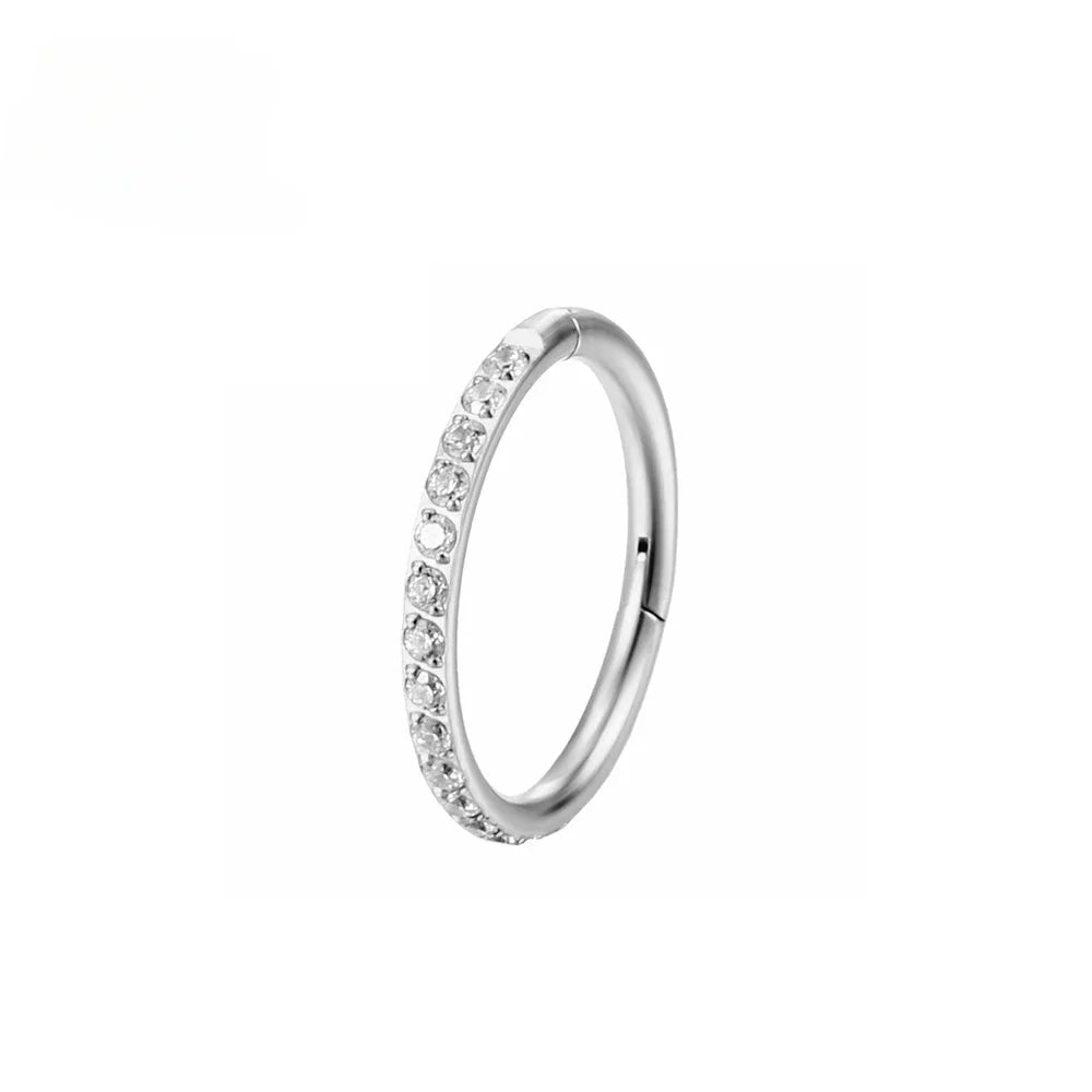 Surgical Steel Nose Rings Hinged Segment Ear Cartilage Tragus Earrings Helix Hoops CZ Septum Clicker Piercing Body Jewelry B-Silver