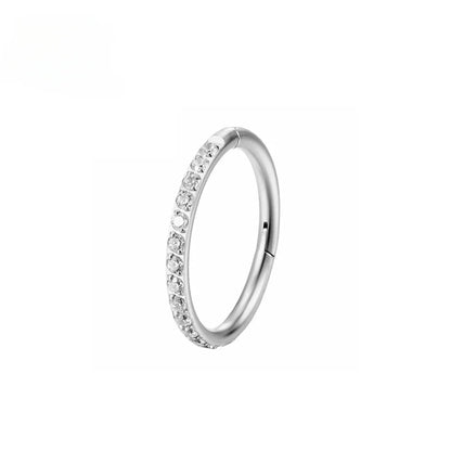 Surgical Steel Nose Rings Hinged Segment Ear Cartilage Tragus Earrings Helix Hoops CZ Septum Clicker Piercing Body Jewelry B-Silver