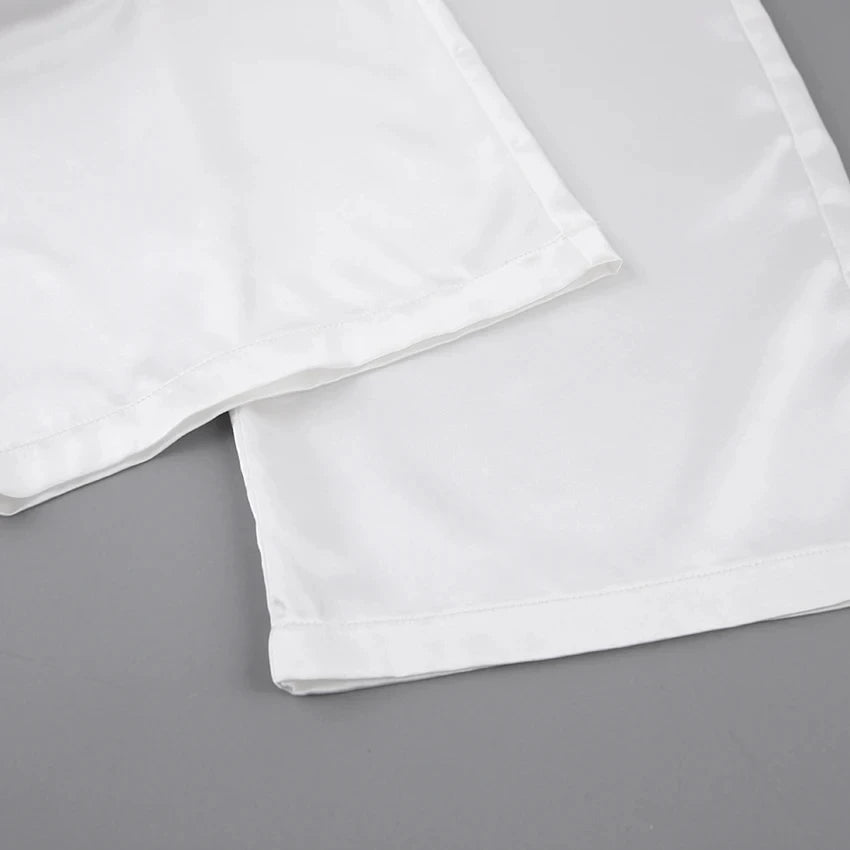 Satin Pajamas With Feathers Sleepwear Women Sets With Pants Black Spaghetti Strap Home Suit White Trouser Suits 2022