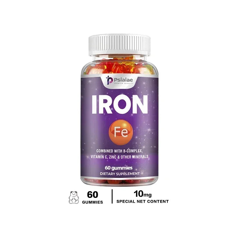 Iron Gummies - Contains Vitamin C To Support Red Blood Cell Production and Energy Levels, Improve Anemia, and Enhance Immunity 60 Gummies