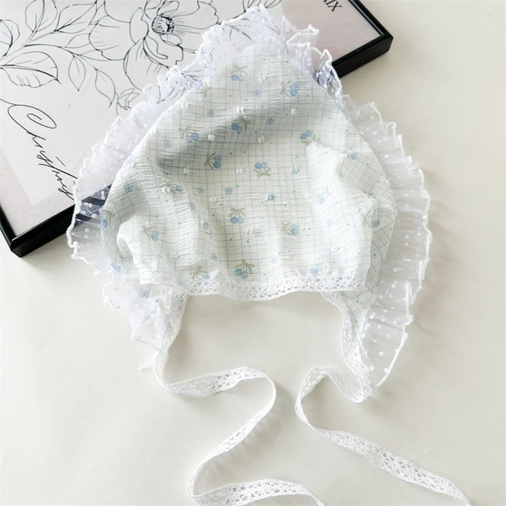 French Pastoral Style Triangle Triangle Headband Fiber Handmade Flower Headscarf Flower Lace Turban Hair Accessories Beach 04