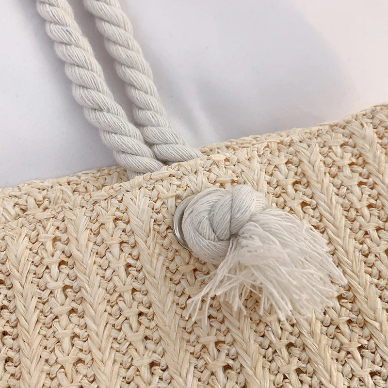 Designer Women Handbags Fashion Large Capacity Straw Tote Bag Summer Beach Bag Casual Bali Big Purse