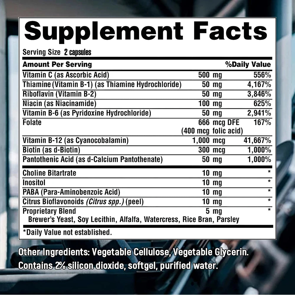 Balincer Vitamin B Complex - Vitamin C B1 B2 B6 B12,Energy, Metabolism Supplement, Immune, Nervous System