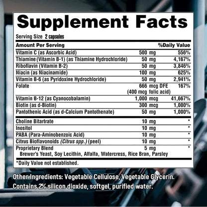 Balincer Vitamin B Complex - Vitamin C B1 B2 B6 B12,Energy, Metabolism Supplement, Immune, Nervous System